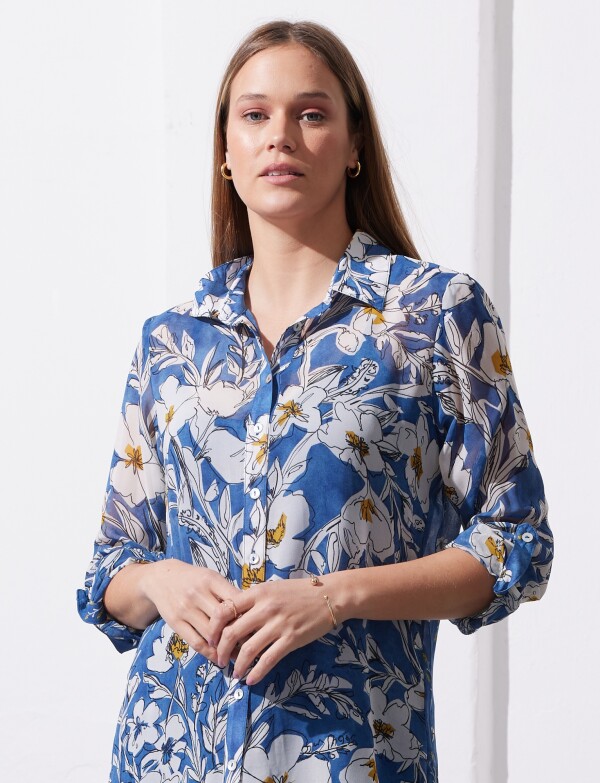 Camisola Gasa Flores AZUL/MULTI