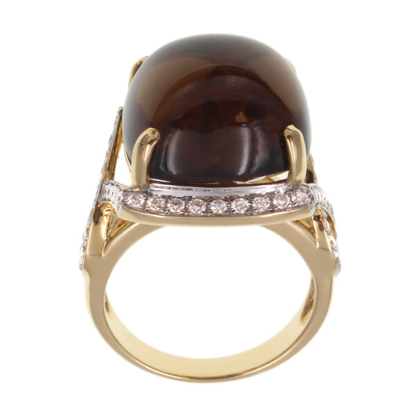 Anillo Kelly de oro amarillo 18k con brillantes y citrino Anillo Kelly de oro amarillo 18k con brillantes y citrino
