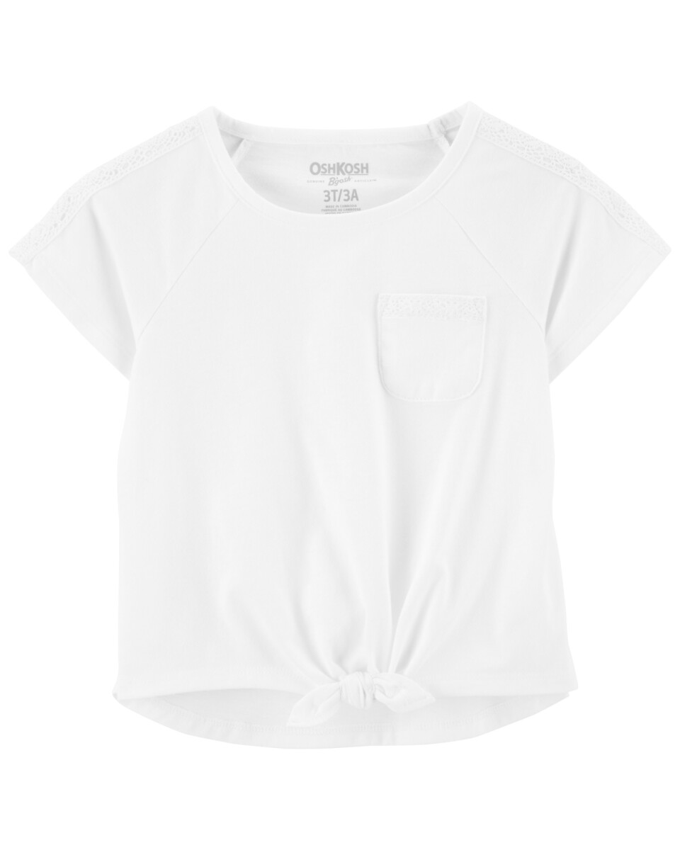 Remera de algodón con lazo y encaje 