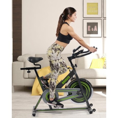 Bicicleta de spinning Bravo Sport con display y pedales ajustables Negro