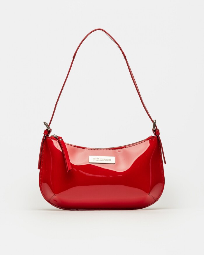 Cartera al hombro Mia en cuero charol Rojo