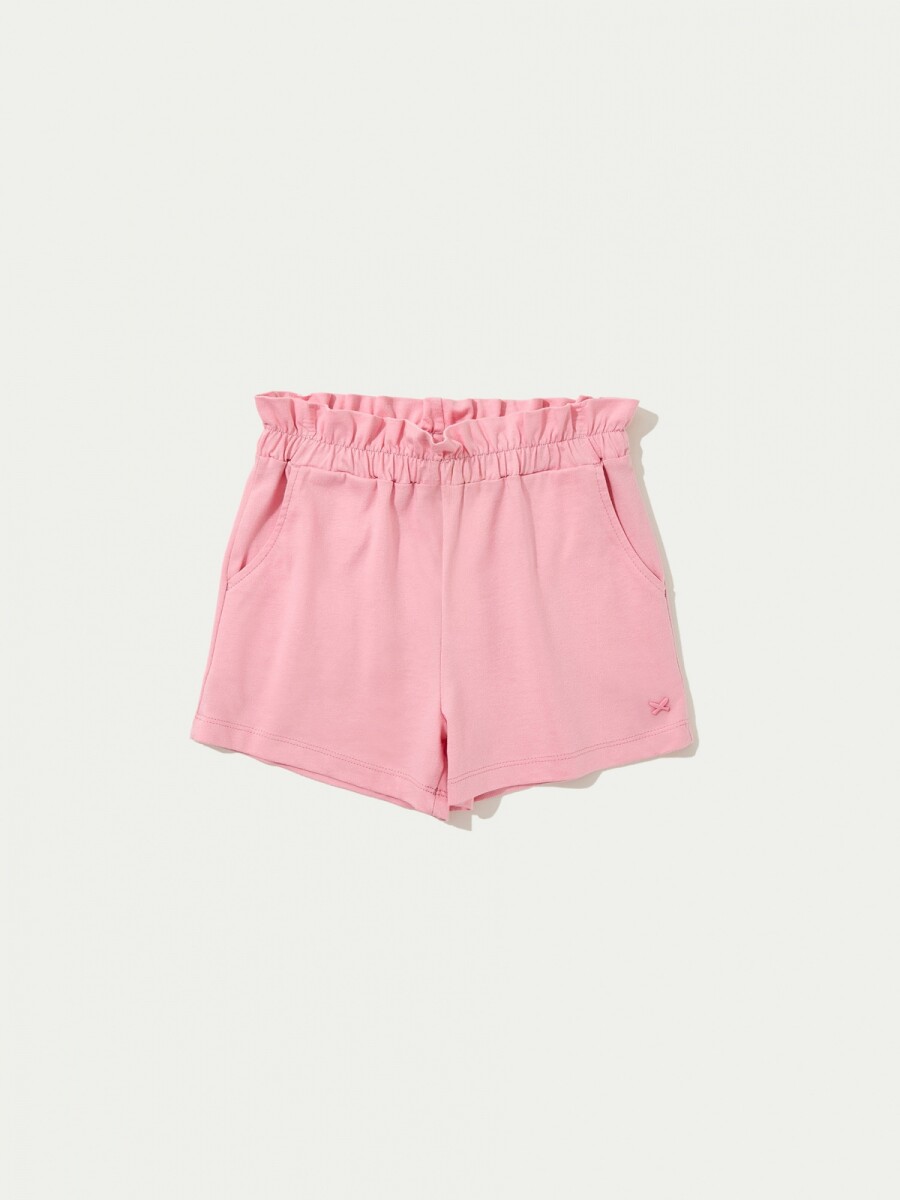 SHORT BÁSICO CON BOLSILLOS Y BORDADO - ROSA 
