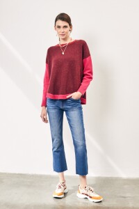 Sweater Color Block Magenta