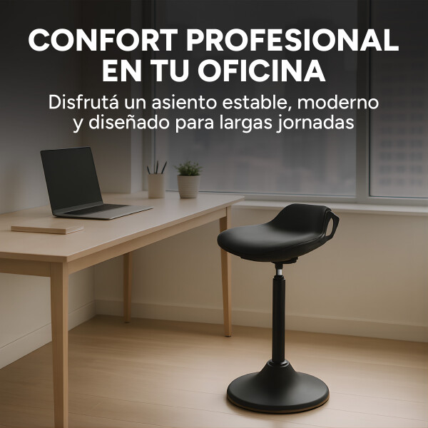 Taburete Banco Ergonómico Ajustable 360° HYBRICHAIR FLOW V2 Color Negro