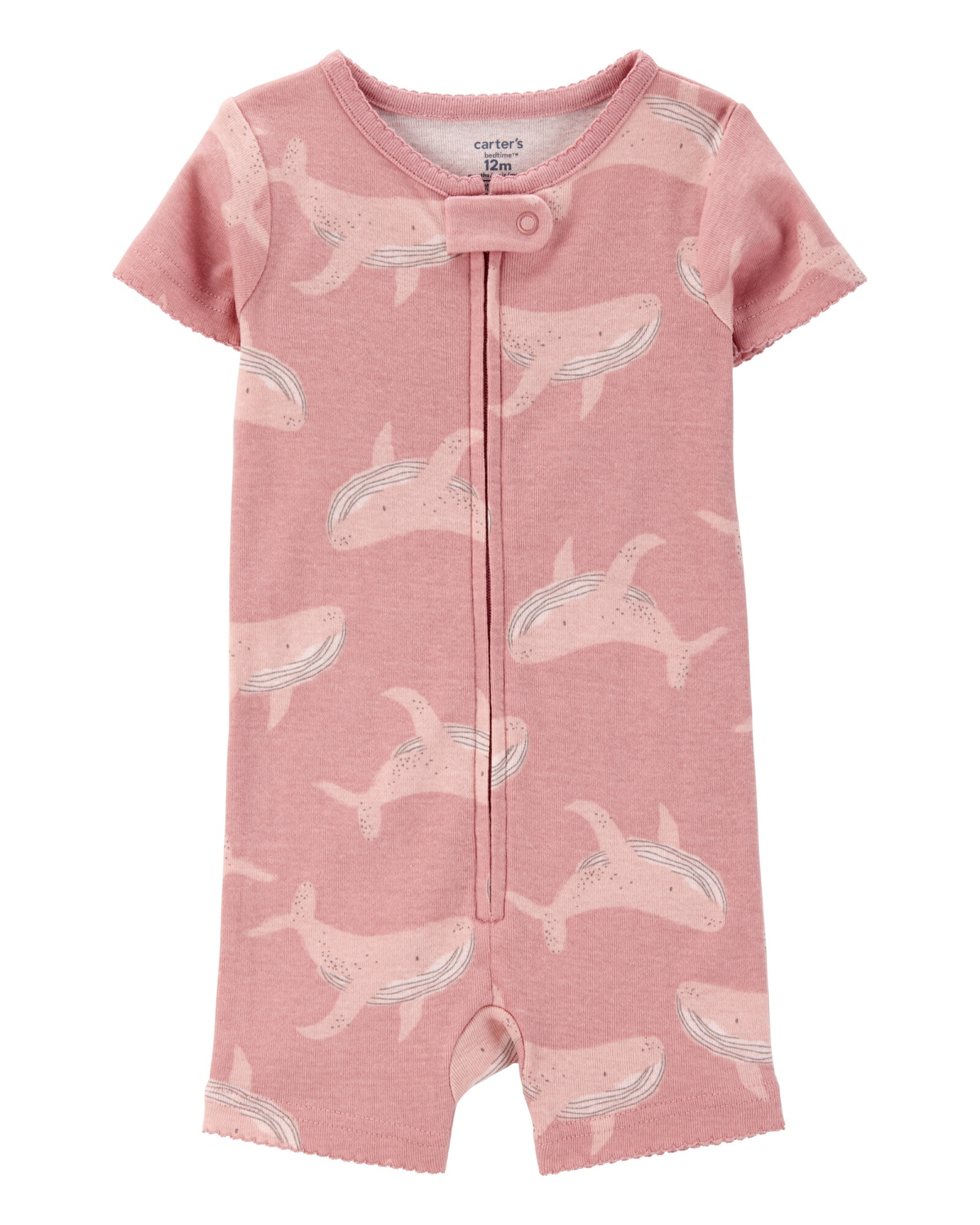 Pijama corto una pieza de algodón, diseño ballenas Pijama corto una pieza de algodón, diseño ballenas