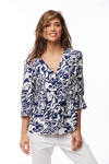 BLUSA AIME ESTAMPADO AZUL Y CRUDO