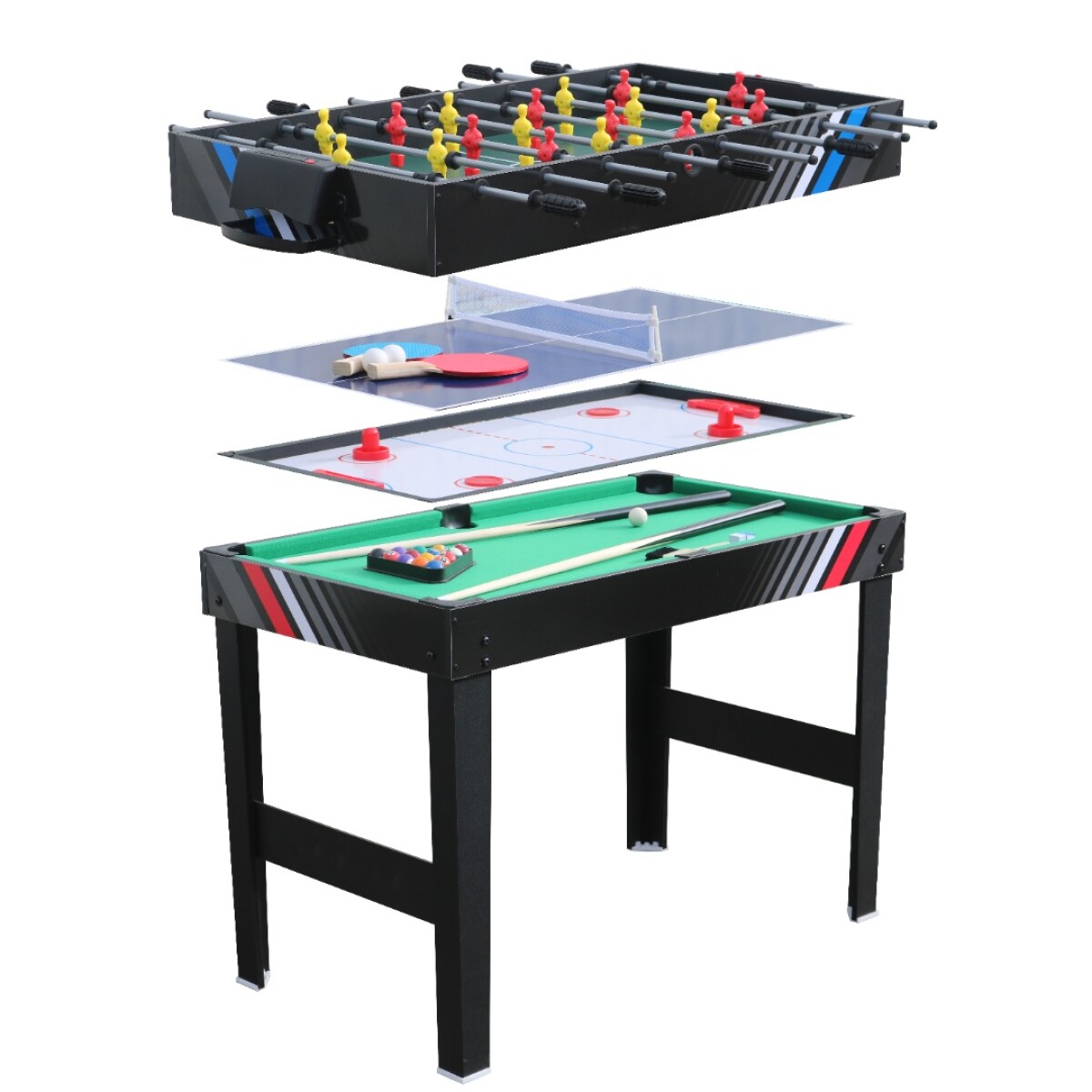 Mesa Multijuego 4 en 1 de 114 x 60 x 84 Pool tejo futbolito y ping pong 