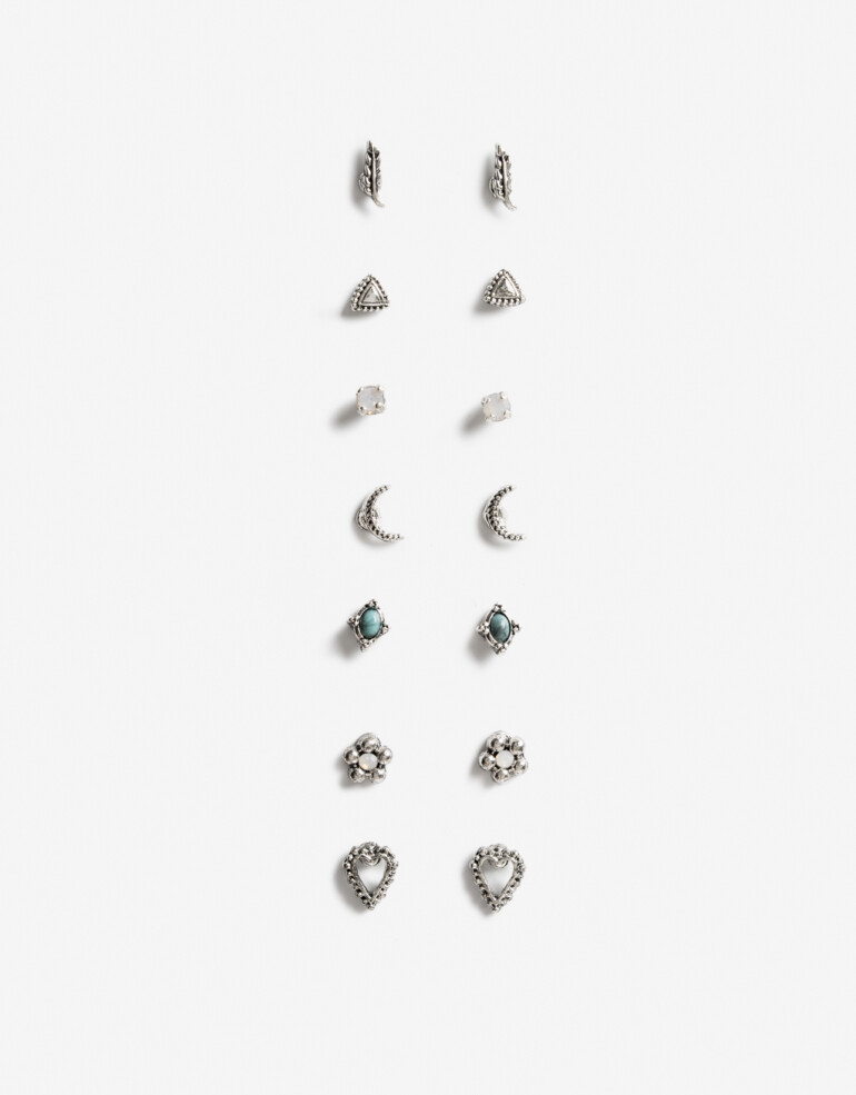 Aros Sets Folk Set Aros Boho - Plateado Antique Silver