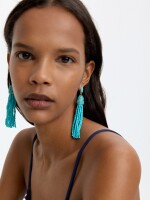 Pendientes Largos De Cuentas azul