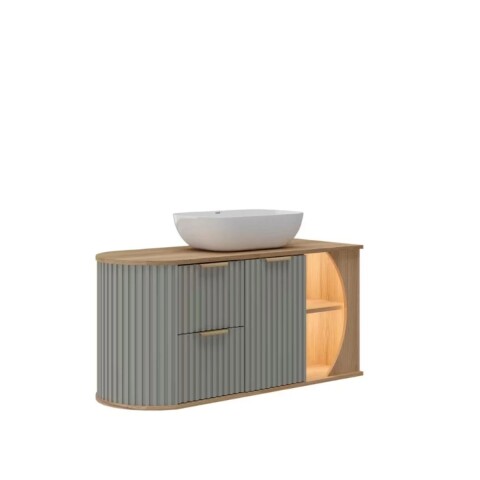 Mueble de baño suspendido Tereza Cristina 100 cm Catedral/Avellana con bacha Mueble De Baño Suspendido Tereza Cristina 100 Cm Catedral/avellana Con Bacha