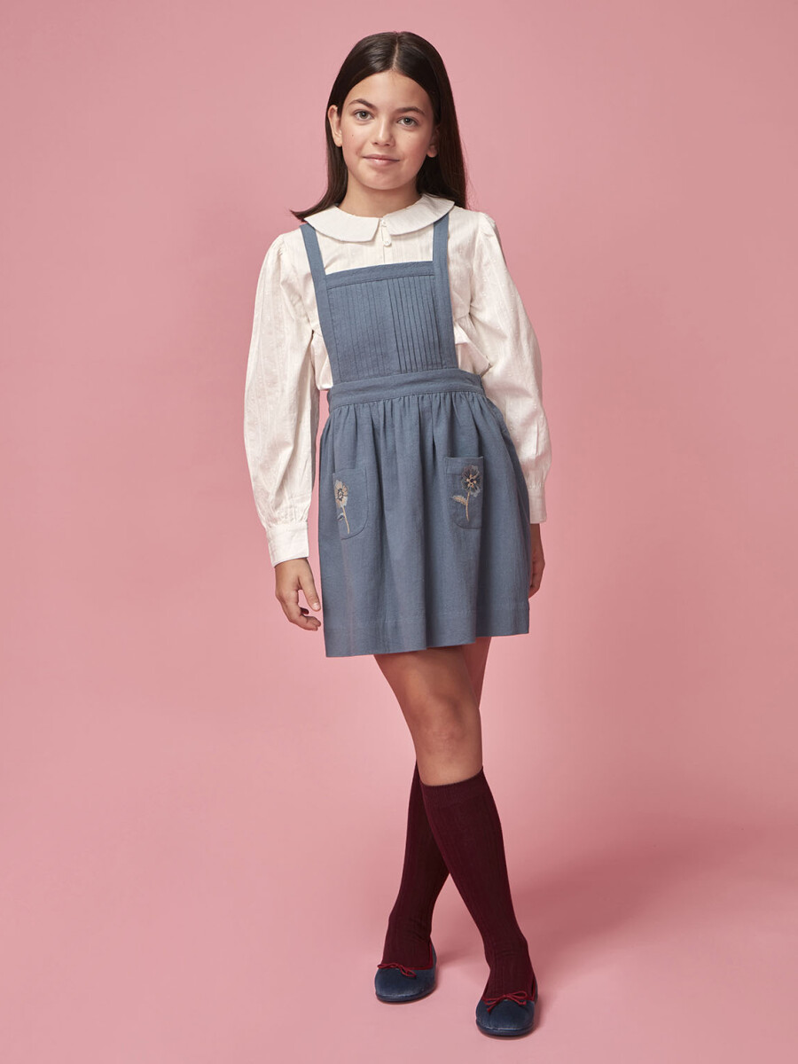 Pichi Con Jaretas Y Bolsillos Bordados Petroleo