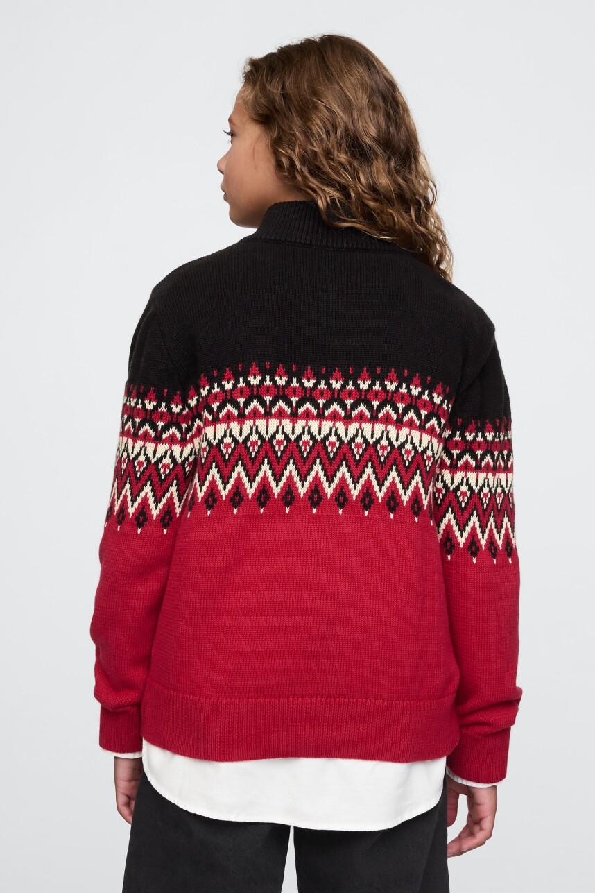 Buzo Medio Cierre Fair Isle Niño Red Delicious