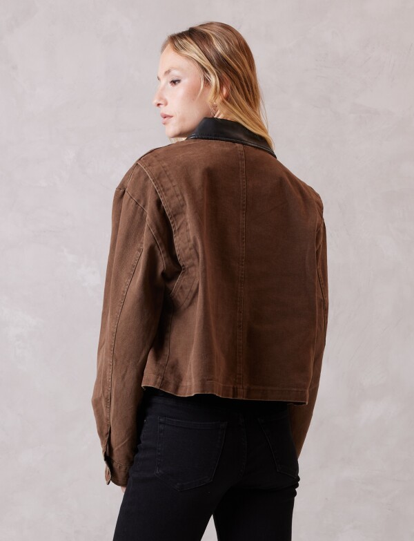 Campera Denim & Eco Cuero MARRON