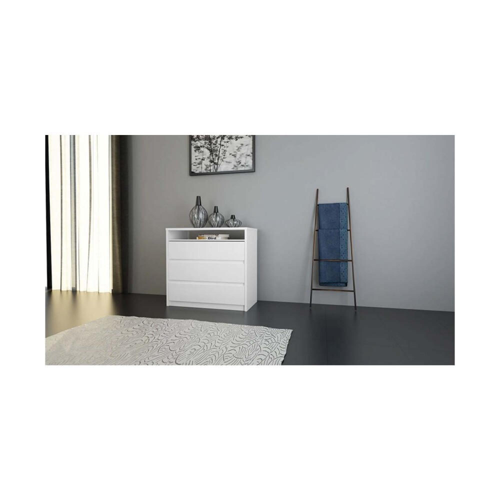 CÓMODA CAJONERA 3 CAJONES MDF BLANCO SOUTH