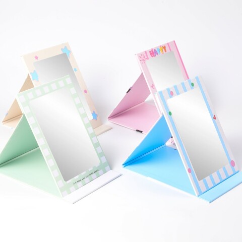 ESPEJO DE MAQUILLAJE TRI-FOLD CON CUBIERTAS DE PAPEL (GATITO MIMI) ESPEJO DE MAQUILLAJE TRI-FOLD CON CUBIERTAS DE PAPEL (GATITO MIMI)