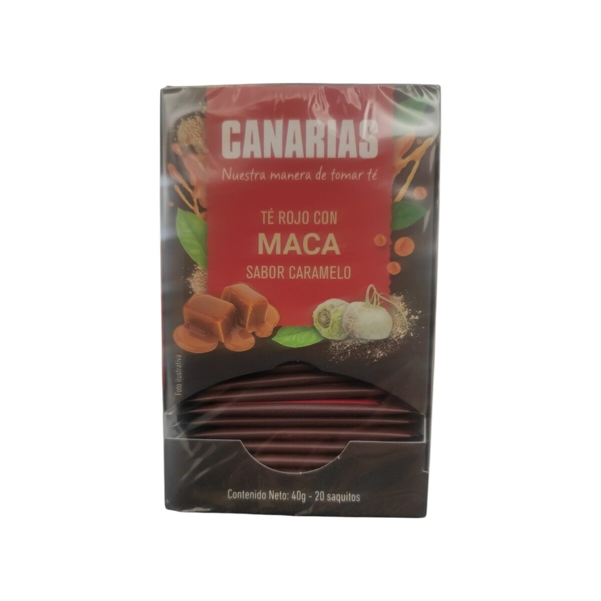 Caja 20 Té Rojo con Maca Sabor Caramelo Canarias 40GR 