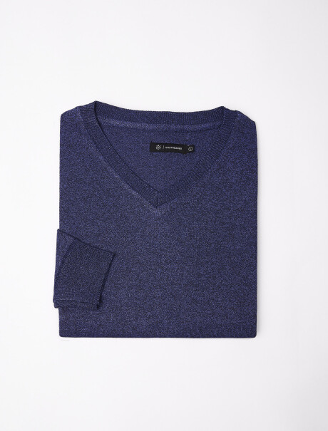 Buzo escote V Cedro azul