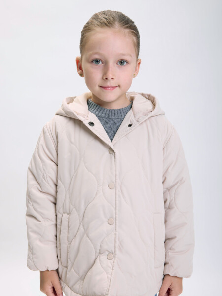 Campera capitoneada capucha Beige