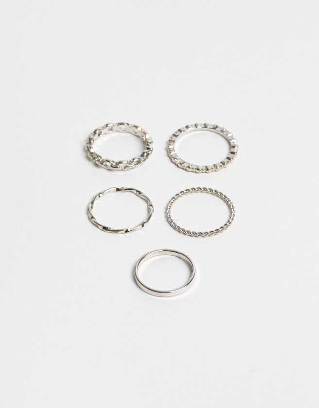 Sets Anillos Strass Anillos Sets De Metal - Plateado