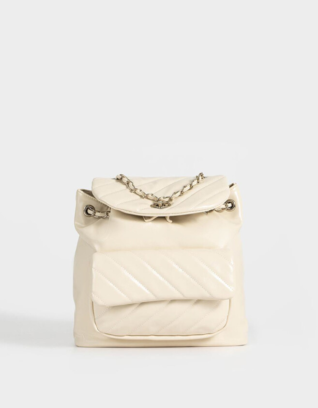 Mochilas Urbanas Puffy Mochila Puffy Con Solapa - Blanco Crudo