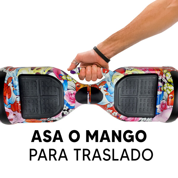 Combo De Skate Eléctrico 6.5" Con Luces Y Bluetooth + Asiento Para Hoverboard PK SKATE 6.5 MULTICOLOR 25 + ASIENTO