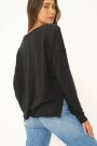 MAE TEXTURED V-NECK LONGSLEEVE Negro