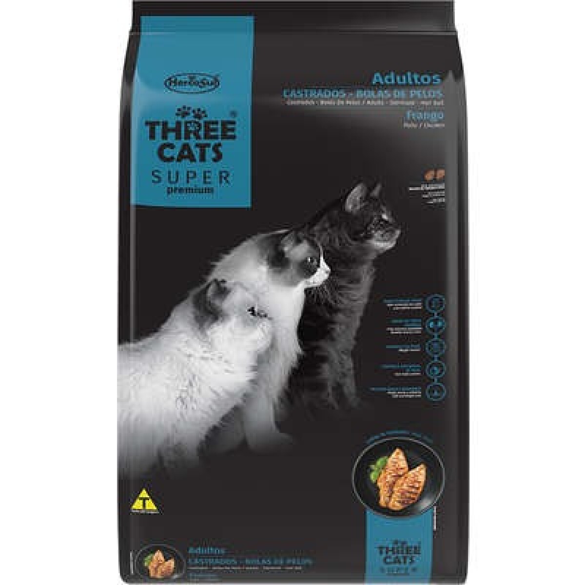 THREE CATS SUPER PREMIUM BOLA PELO CASTRADO 10,1 KG 