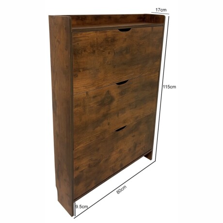 Zapatero Organizador Vertical De 3 Estantes Madera Oscura