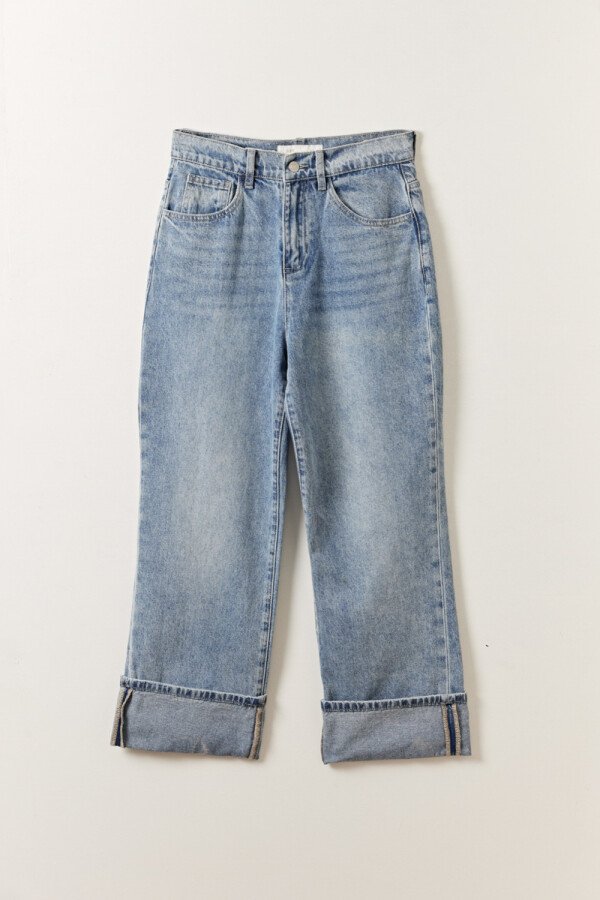 Pantalón jean bajo doblado Azul