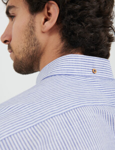 012611 CAMISA HARRINGTON LABEL Azul Melange / Blanco