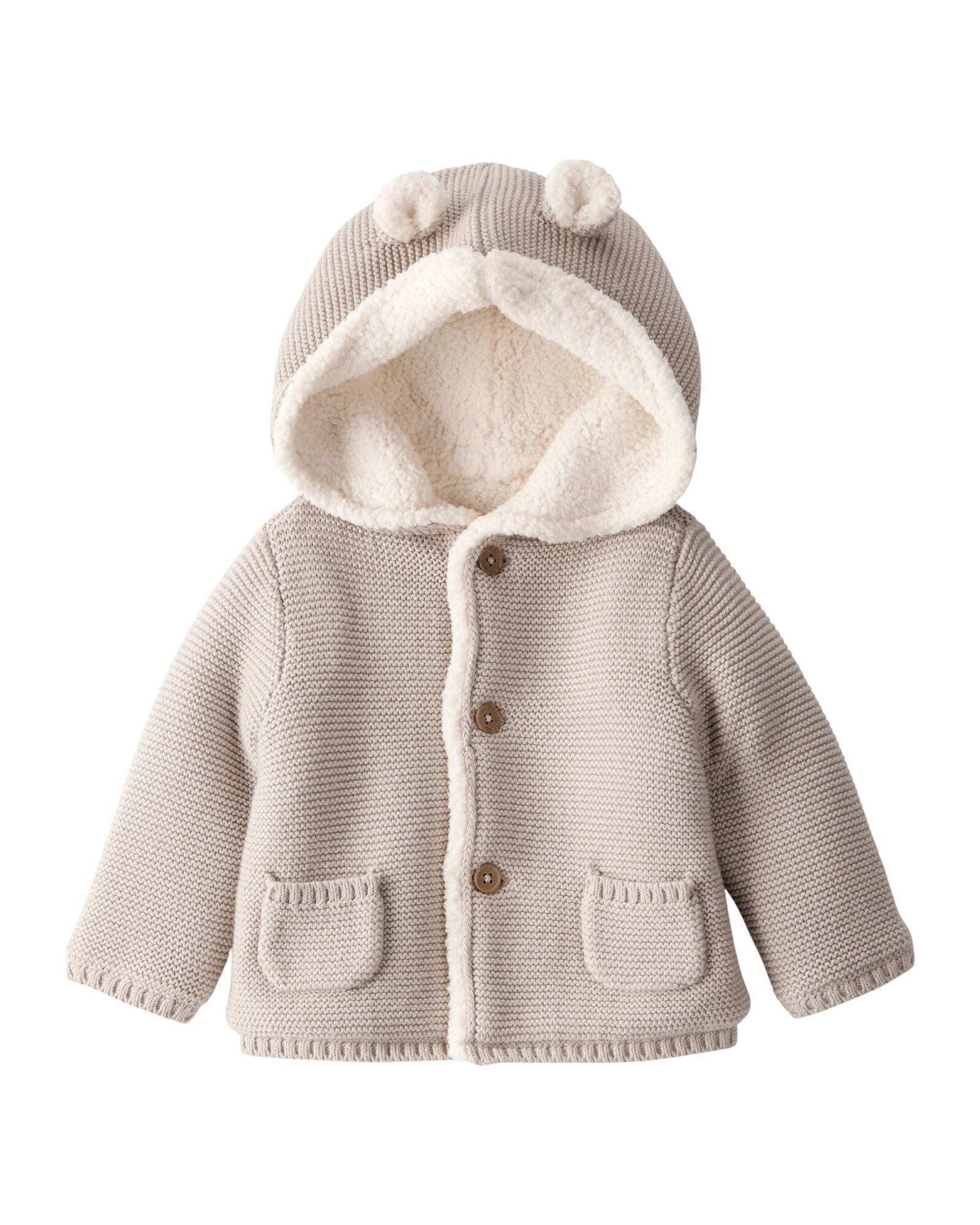 Saco de algodón, con forro de sherpa, beige Saco de algodón, con forro de sherpa, beige