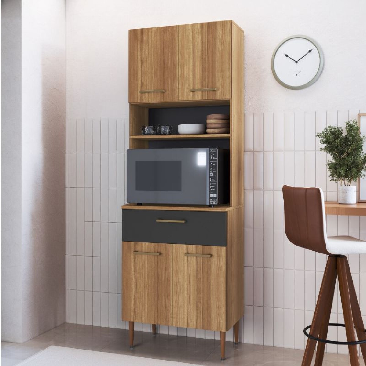 KIT COCINA 4 PUERTAS 1 CAJON NOGAL/GRAFITO 