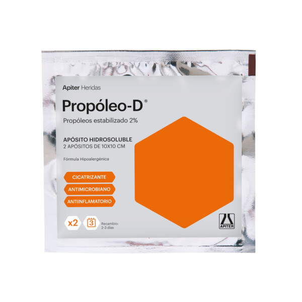 Apósito con Propóleo-D 10 x 10 cm 2 Unidades - Apiter Apósito con Propóleo-D 10 x 10 cm 2 Unidades - Apiter