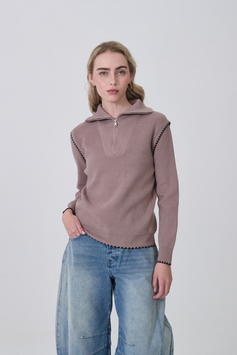 Sweater Zippy - Taupe / Mink / Vison 