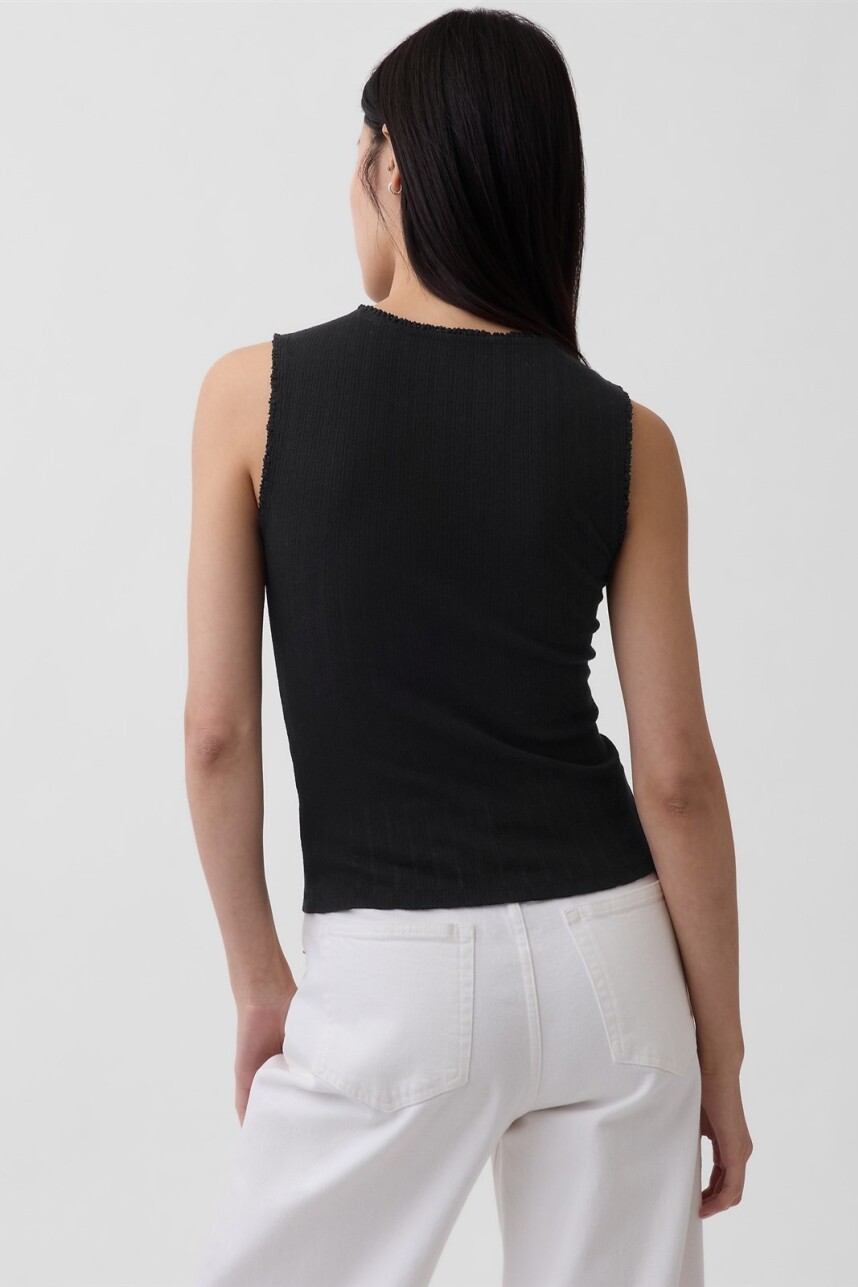 Musculosa Pointelle Mujer Black