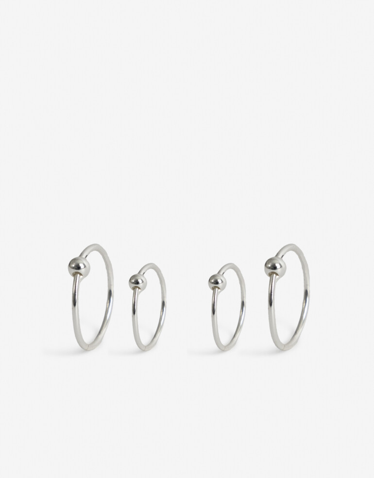 Aros Argollas Set Metal Set De Argollas Plata 925 - Plateado