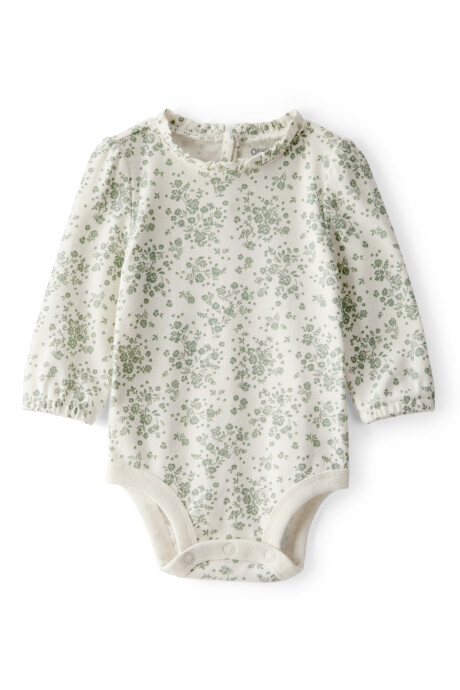 Body de algodón acanalado, diseño floral Sin color