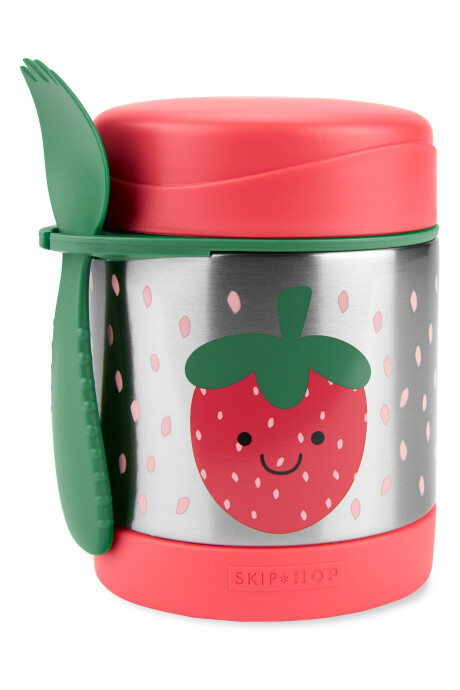 Tupper de acero inoxidable con cubierto, diseño frutilla Sin color