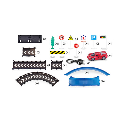 Pista De Auto 39 Piezas Y Accesorios U