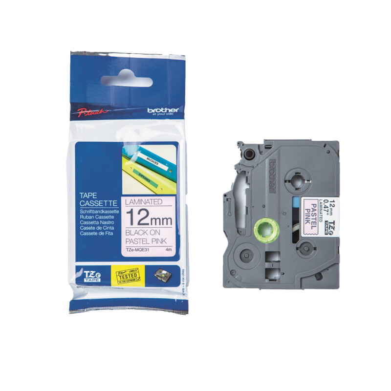 Cinta para Rotuladora Brother TZE-MQE31 12mm NegroRosa P Cinta para Rotuladora Brother TZE-MQE31 12mm NegroRosa P