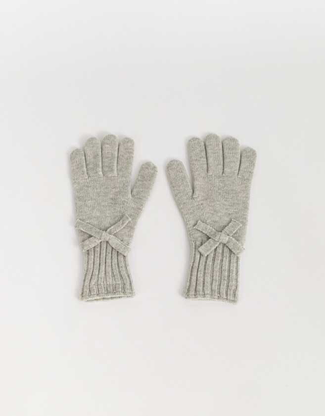 Guantes Varios Cute Guantes Tejido Con Moño - Gris Claro
