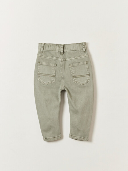 Pantalón cintura elastizada y botones Verde
