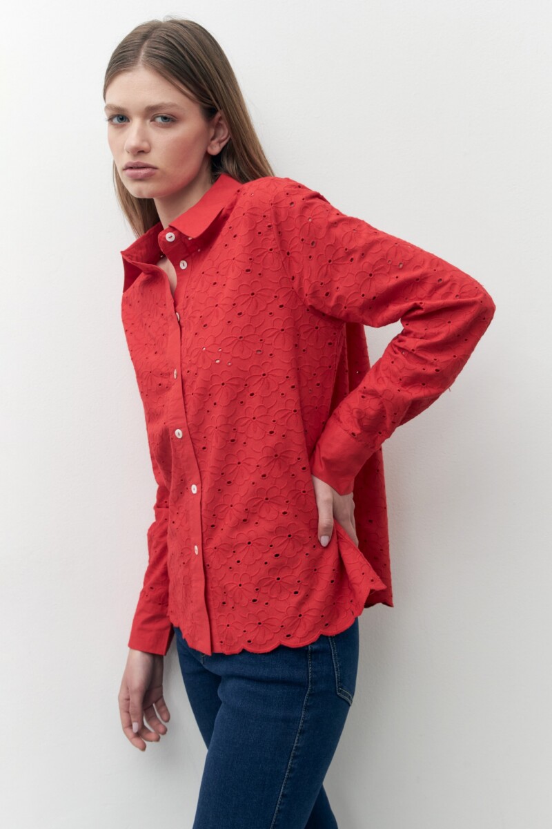 Camisa de broderie rojo