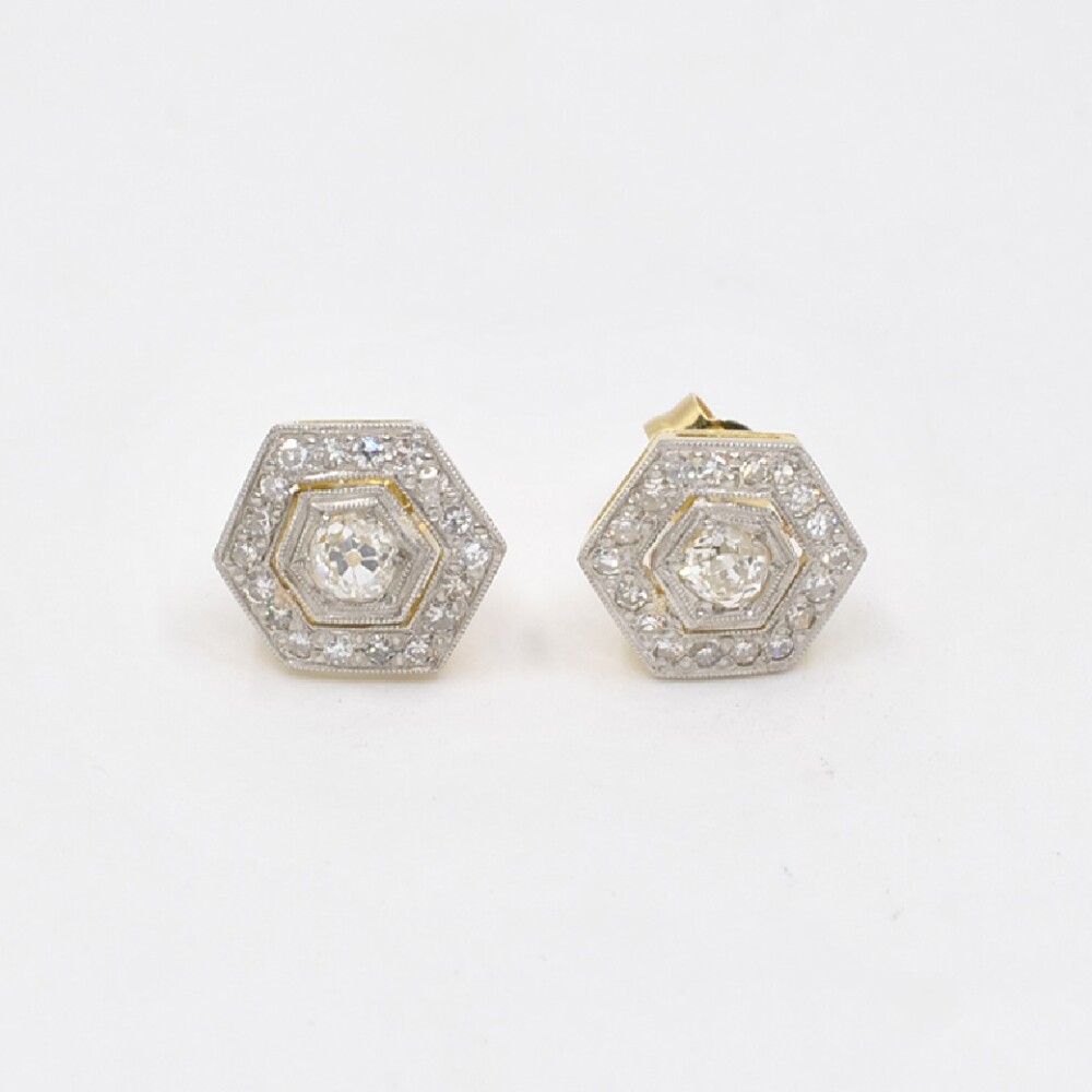Caravanas En Oro18K Y Platino Con Brillantes Estilo Antiguo Caravanas En Oro18K Y Platino Con Brillantes Estilo Antiguo