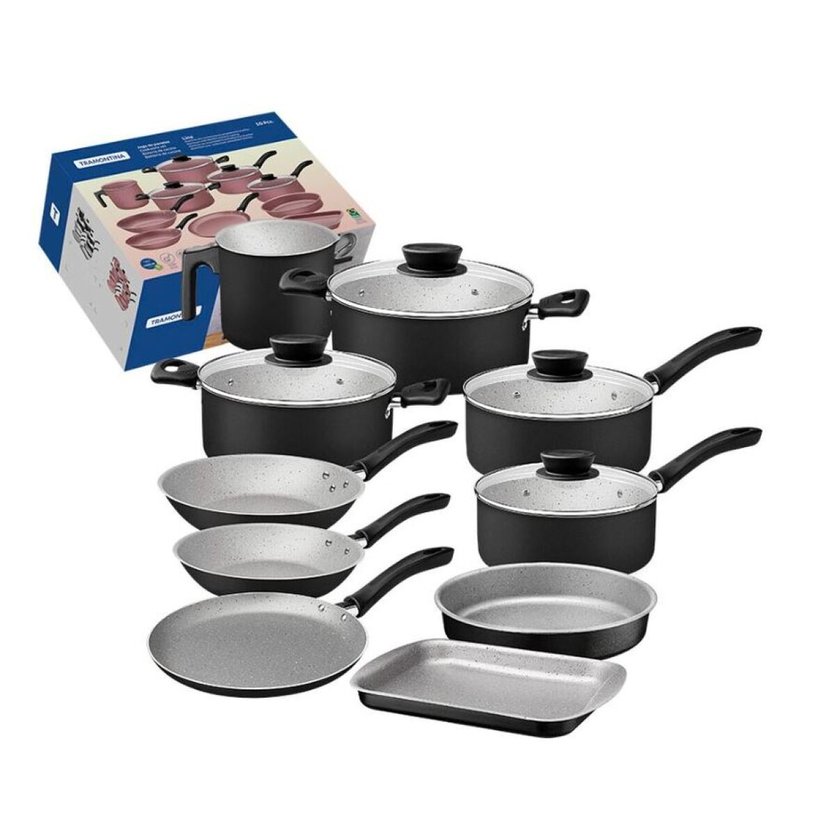 Batería De Cocina 14Pz. Starflon Linz Negro 28299/007 