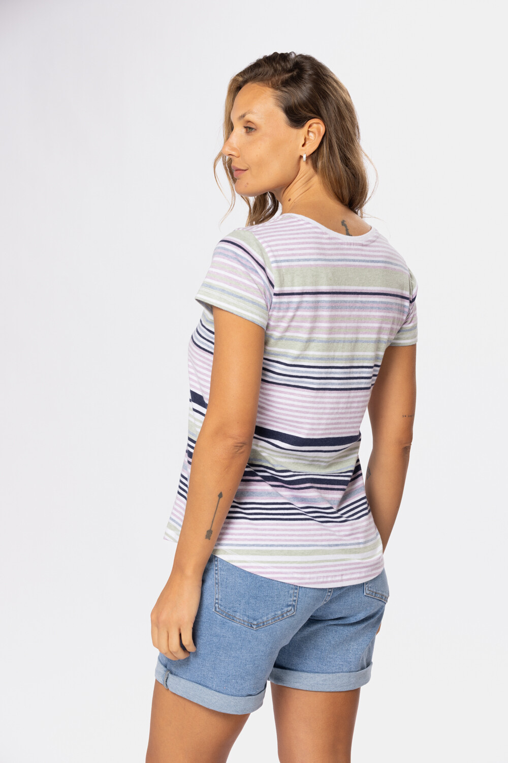 REMERA RAYADA DE ALGODÓN Blanco
