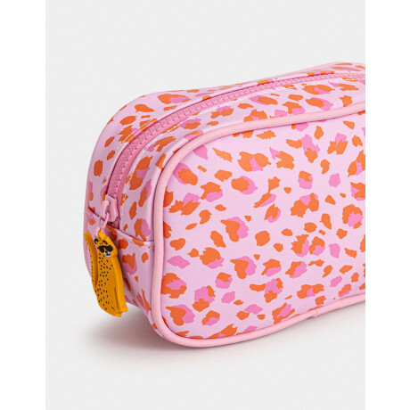 Cartuchera De Pu Estampada Con Tiracierre De Rubber Rosa Claro