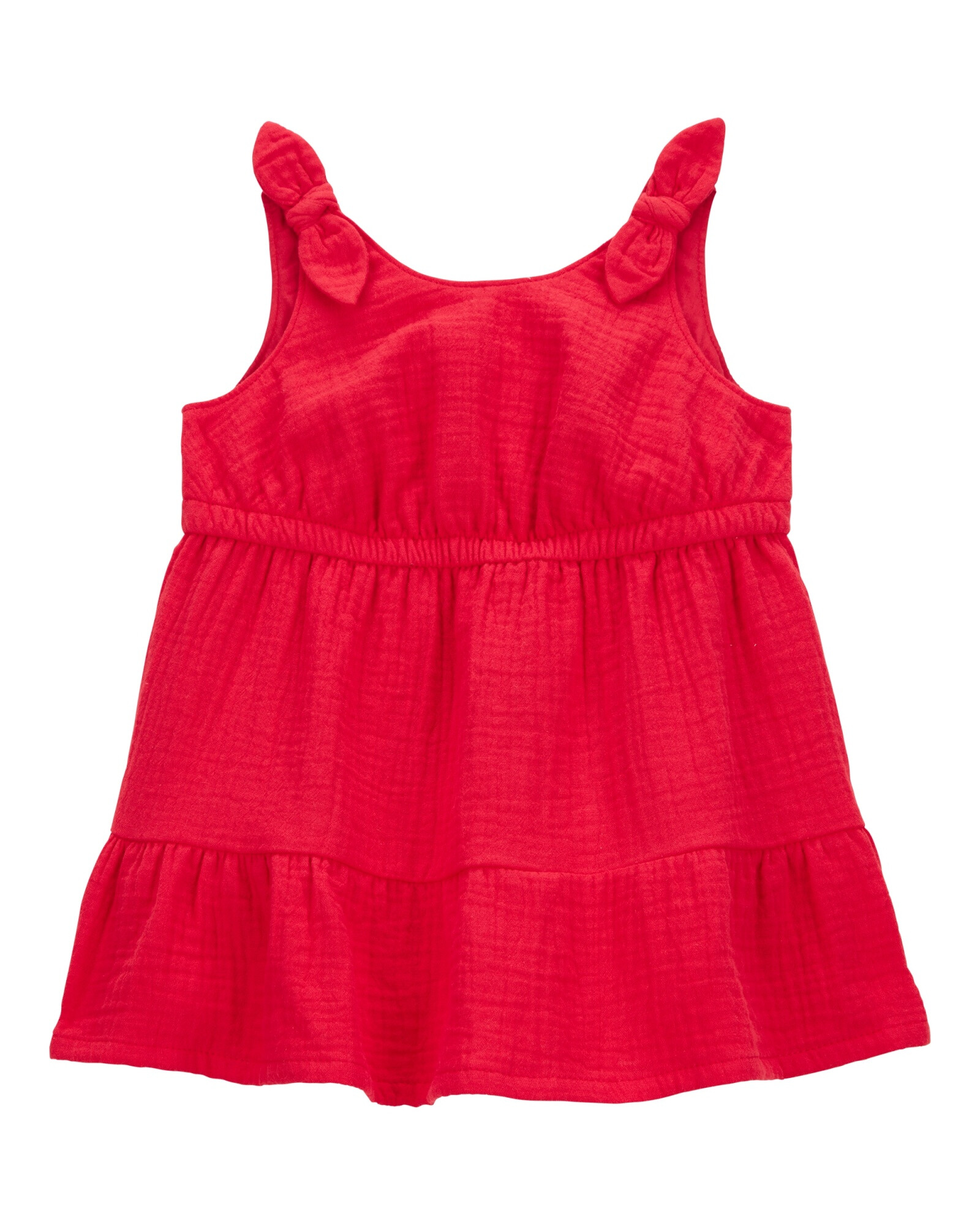 Vestido de algodón, con lazos, rojo Sin color