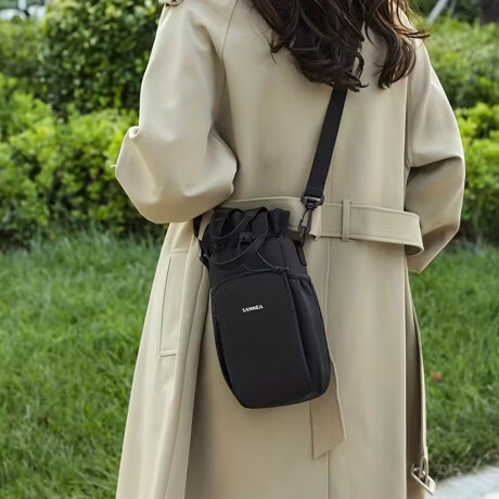 Bolso Porta Botellas con Asa y Bolsillos de Viaje Negro