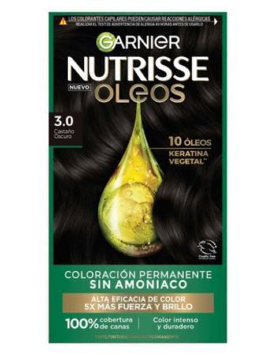 Tinta Garnier Nutrisse Óleo Nº3 Castaño Oscuro | Cobertura Total y Nutrición Profunda